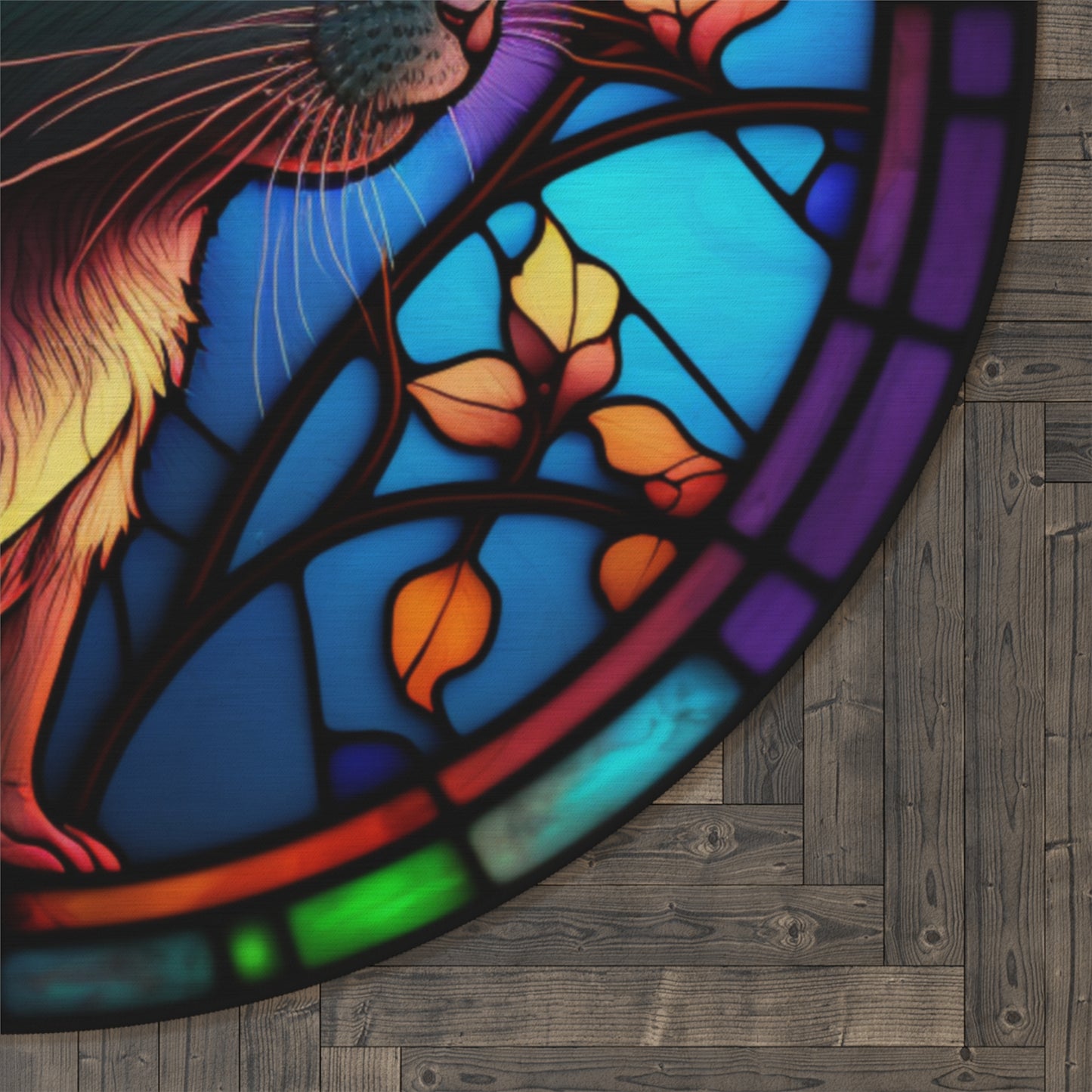 Stained glass rat rug