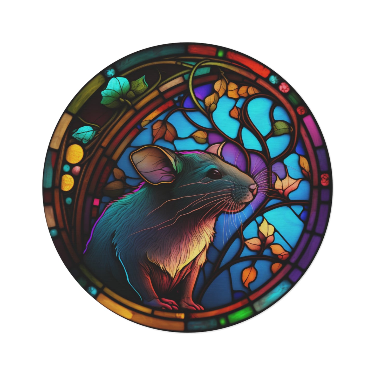 Stained glass rat rug