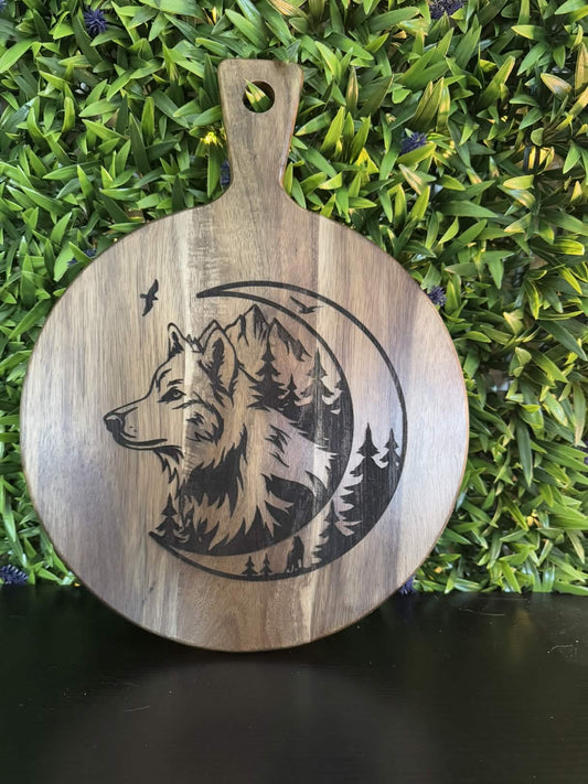 Wolf moon cutting board