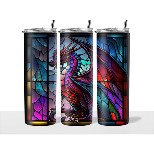 Stained glass dragon tumbler