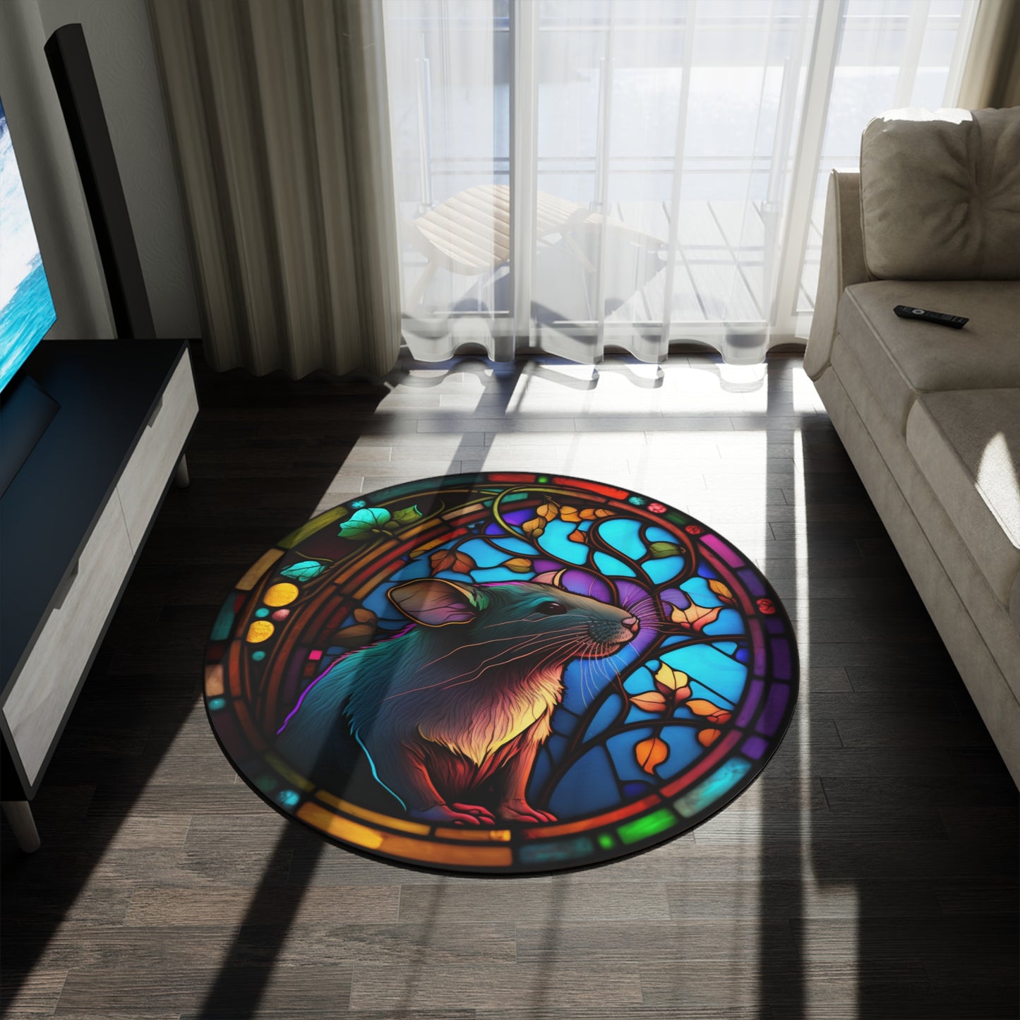 Stained glass rat rug