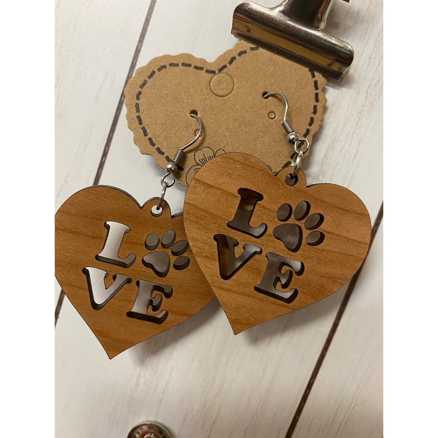 Heart Paw Print Love Earrings