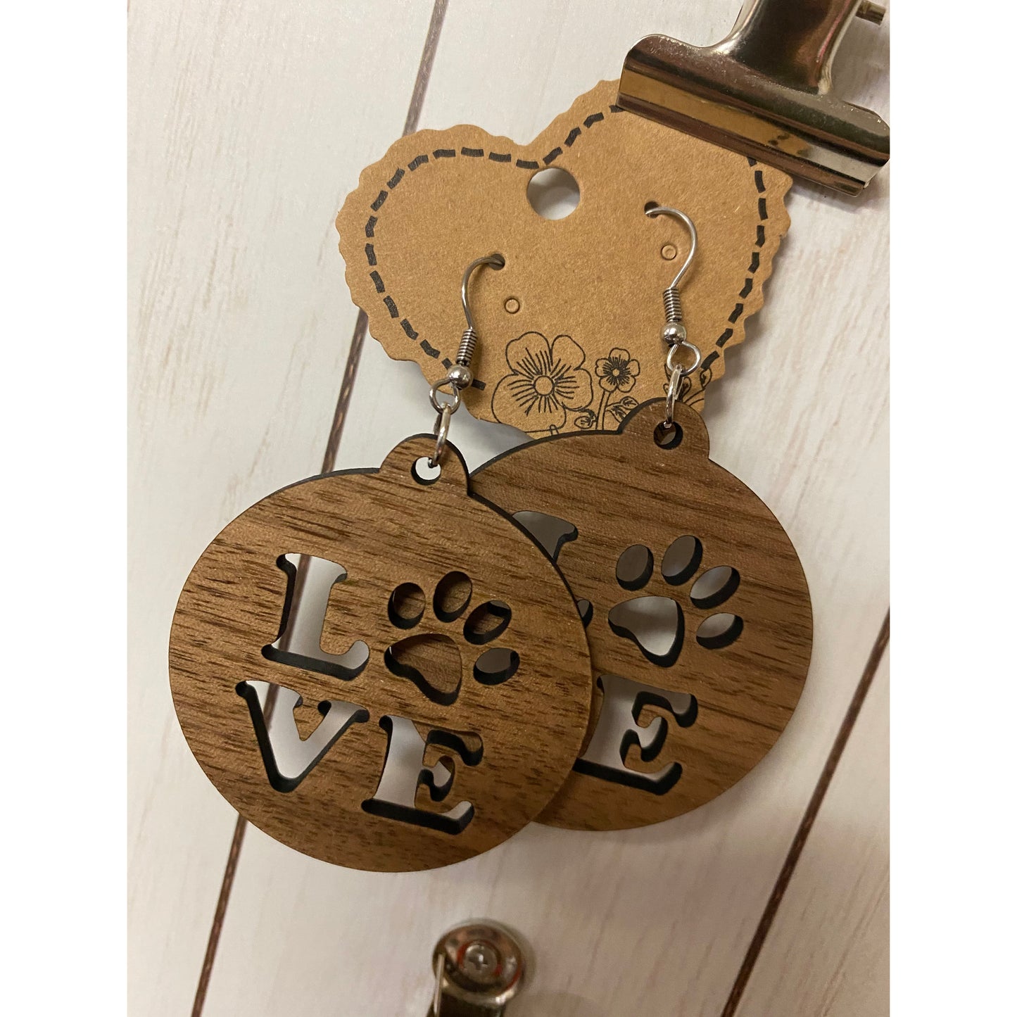 Paw print love earrings