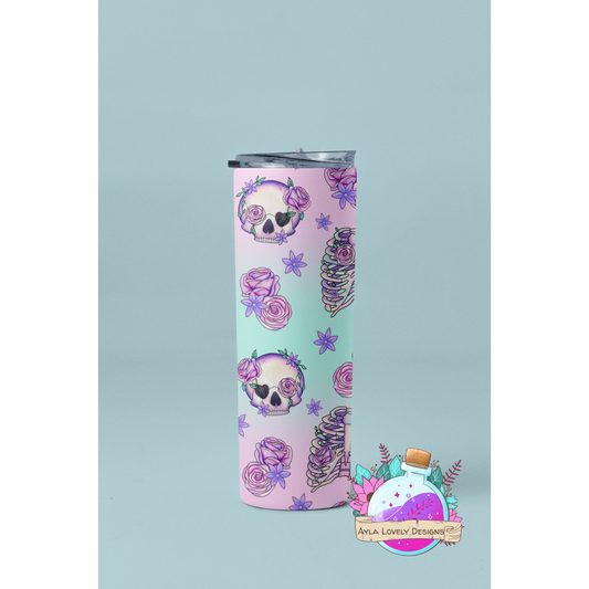 Skull and bones pastel tumbler